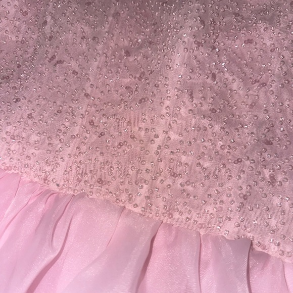 Oh Polly Rosette Embellished Corset Tulle Midi Dress in Blush Pink - Picture 6 of 8